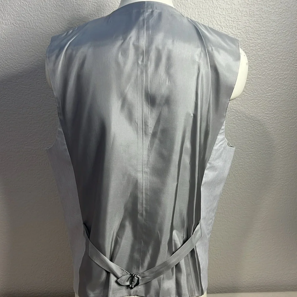 Express Men’s Gray Pinstripe 6-Button Vest – Size M